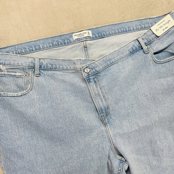 Abercrombie & Fitch Jeans Women 37 24S Light Blue Denim 90's Straight High‎ Rise - Picture 1 of 16